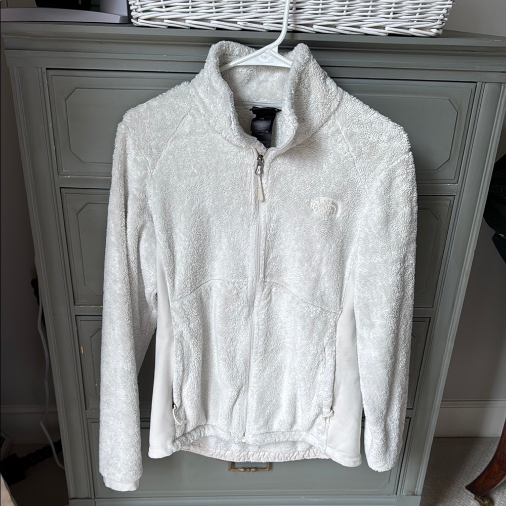 The North Face White Teddy Fleece Jacket High Collar